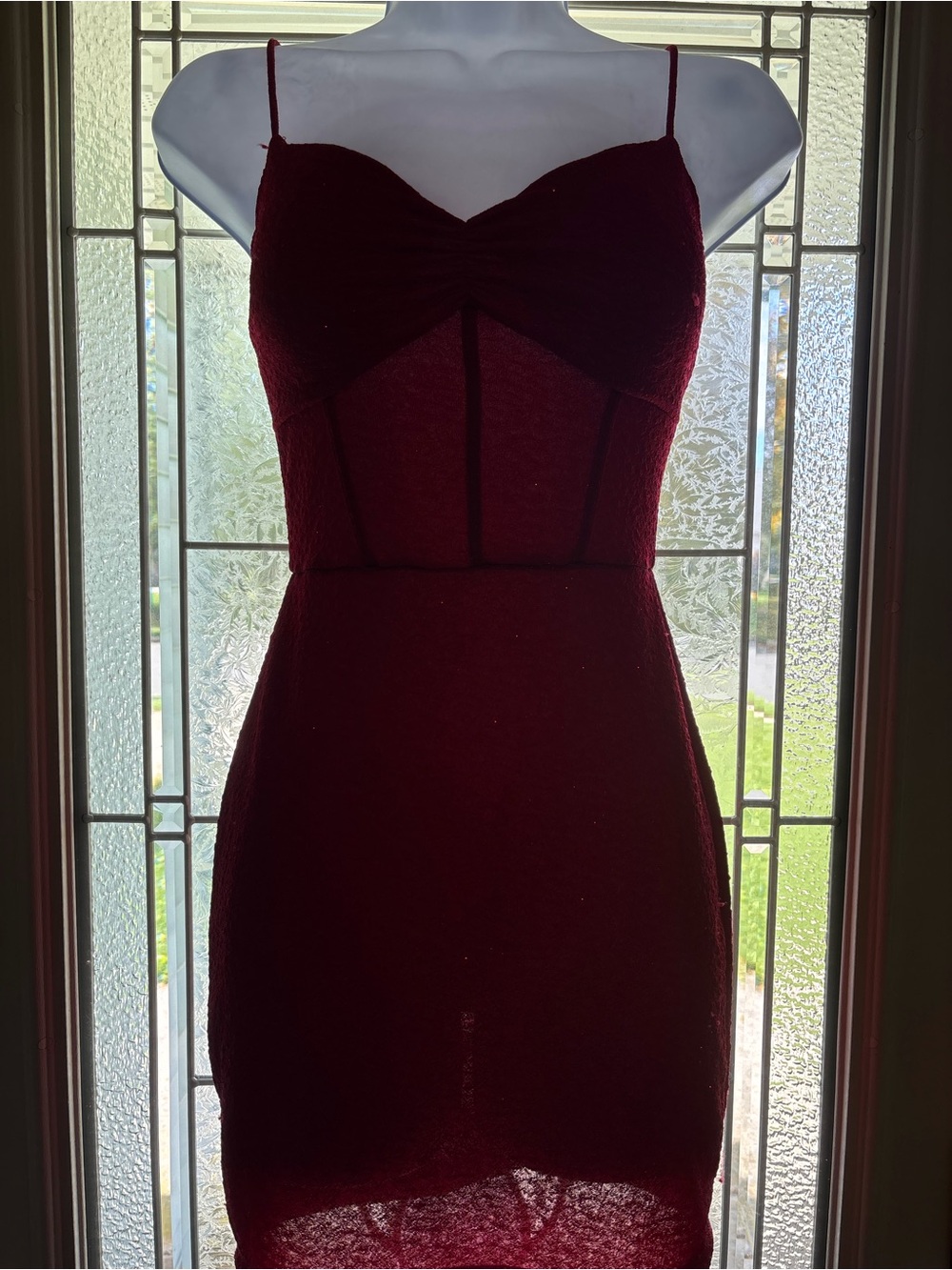 Windsor Deep Wine Spaghetti-Strap Mini Dress